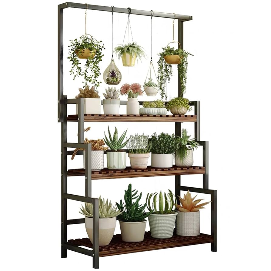 【NO.５】 IRON PLANTS RACK 3段 Costway Plant Rack Iron Plant Stand Garden Shelf Stair Style